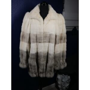 Gorgeous Designer Grosvenor Pearl & Sapphire Ombre Degrade Mink Fur Coat Jacket